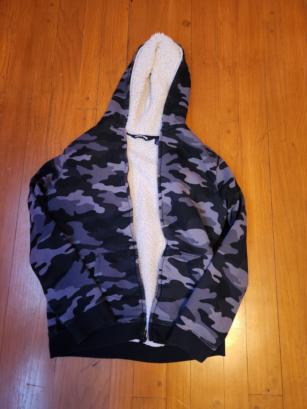 Lands' End Boys' Black & Gray Camo Sherpa-Lined Hoodie